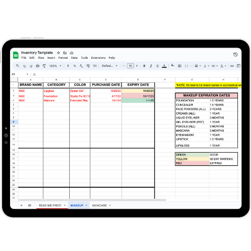 Inventory/Expiry Date Template